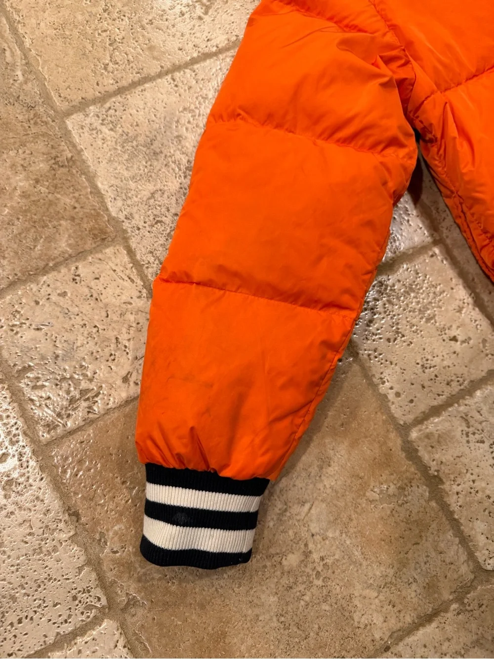 Gucci x MLB New York Yankees Orange Puffer Padded Bomber Jacket